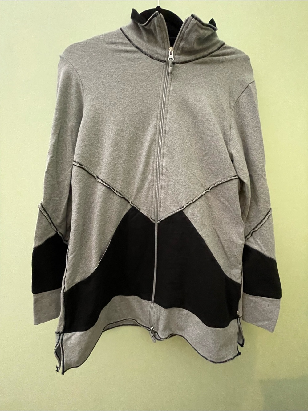 Women's Neon Buddha Color block Gray & Black Zip Hoodie Jacket Size Small